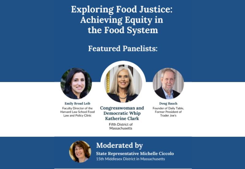 Title of Food Link event with pictures of panelists and moderator.